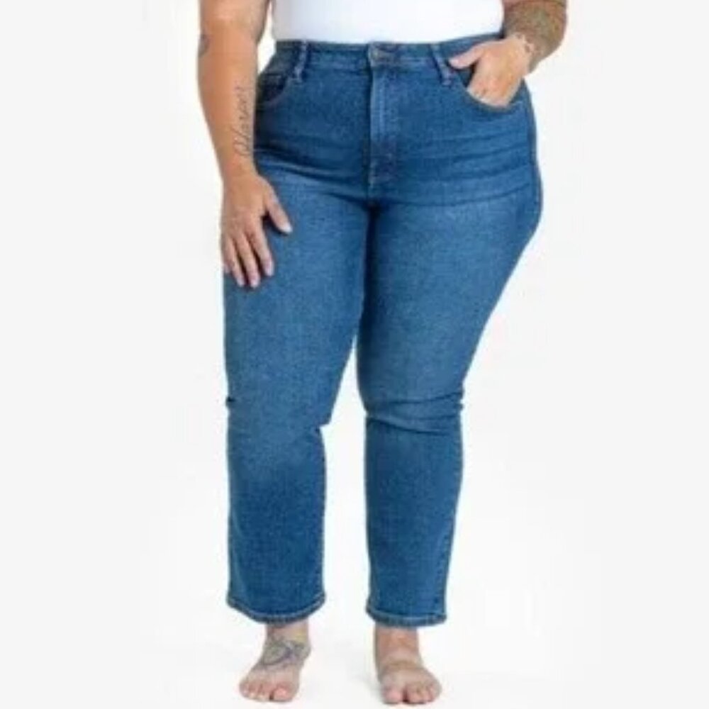 Lularoe Crop Kick Flare Jeans 38 / 18W Slimming Panels Elastic Waistband Stretch